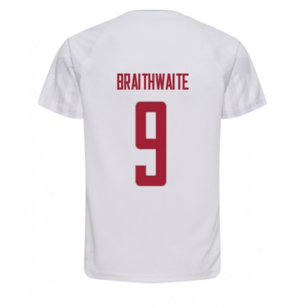 Virallinen pelipaita Tanska Martin Braithwaite 9 Vieras World Cup 2022 Lyhythihainen - Miesten